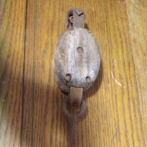 Rustic Wooden Pulley Decor